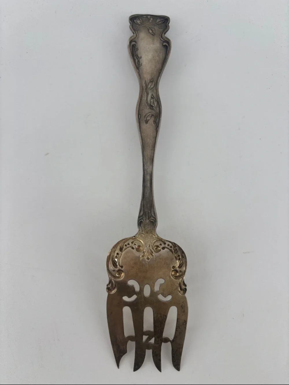 Antique 1903 sterling silver Blackington cherry blossom serving fork